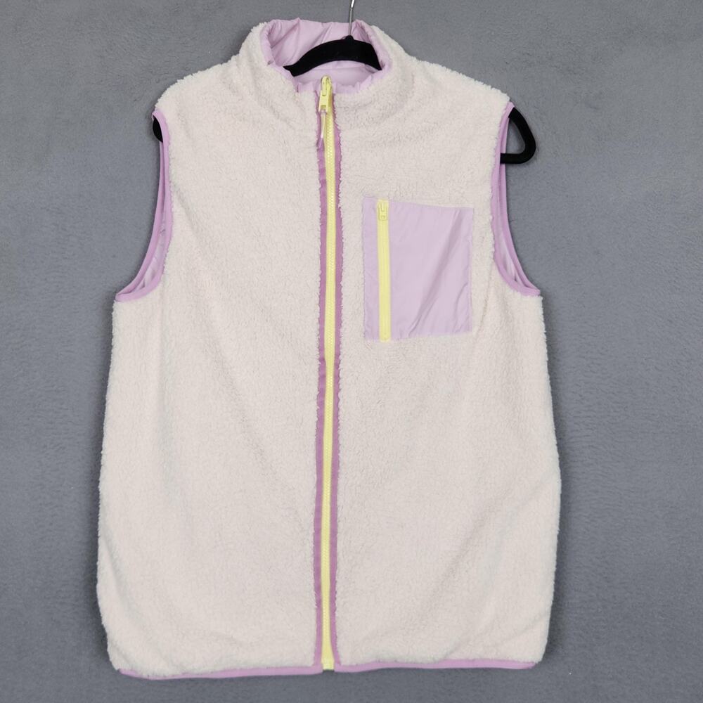Athleta Girl So Toasty Vest Girls 16 Purple Reversible So Toasty Sherpa Fleece